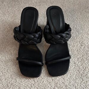 Elegant Black Braided Women's Heels